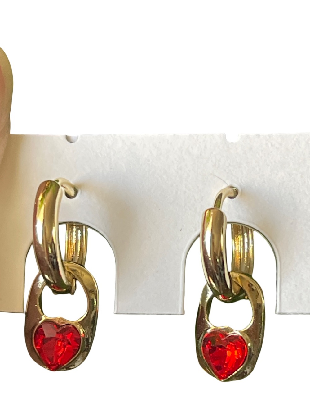 Gold-Tone Lock Charm Hoop Drop Earrings